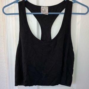 Aerie offline sweatshirt cropped tank // black